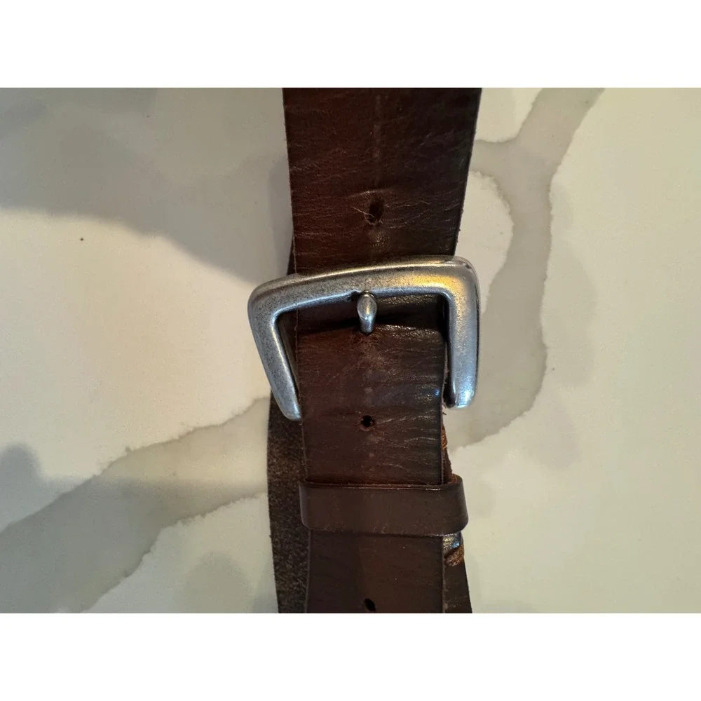 American Eagle Outfitters AE Mens Genuine Leather Brown Silver Buckle Size 44